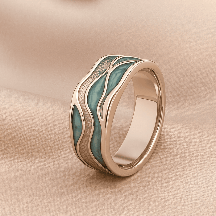 Turquoise Ocean Wave Silver Ring