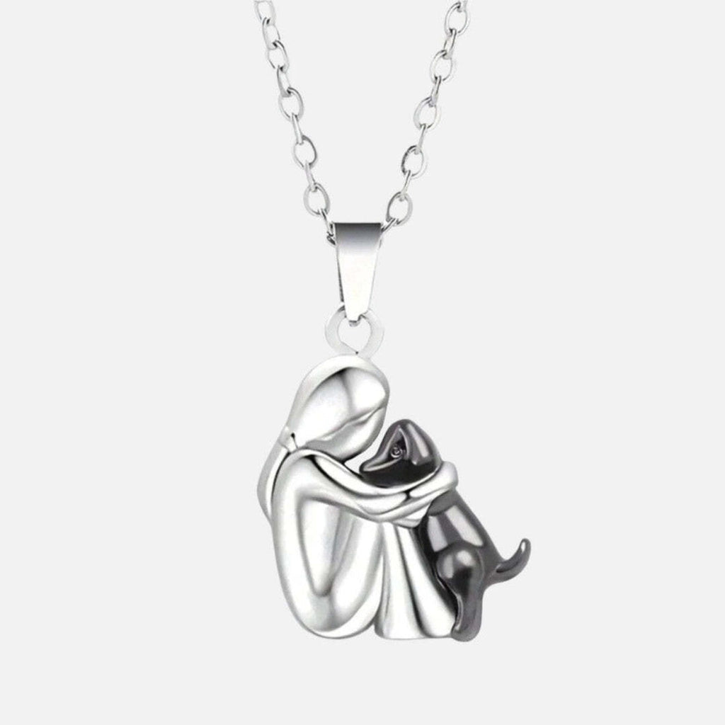 "Forever in Your Heart" Dog Hug Pendant Necklace