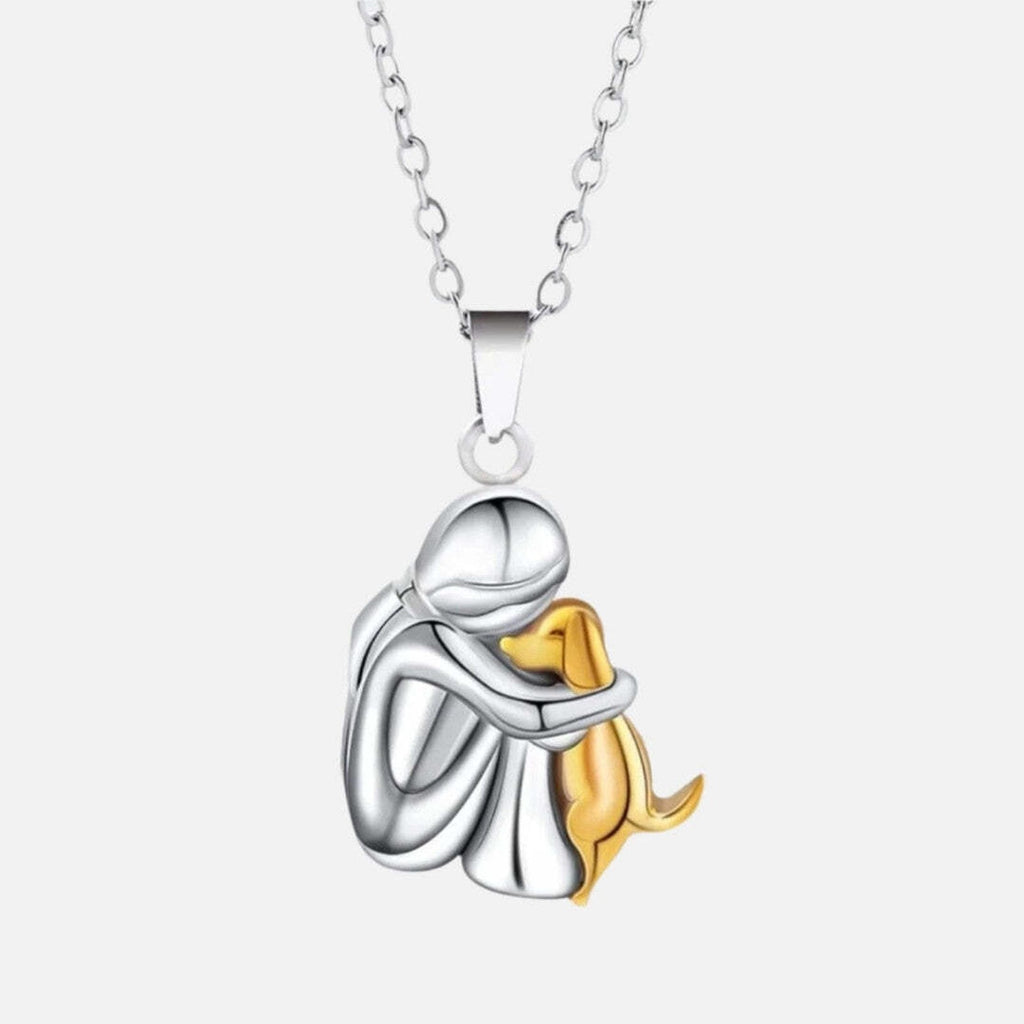 "Forever in Your Heart" Dog Hug Pendant Necklace