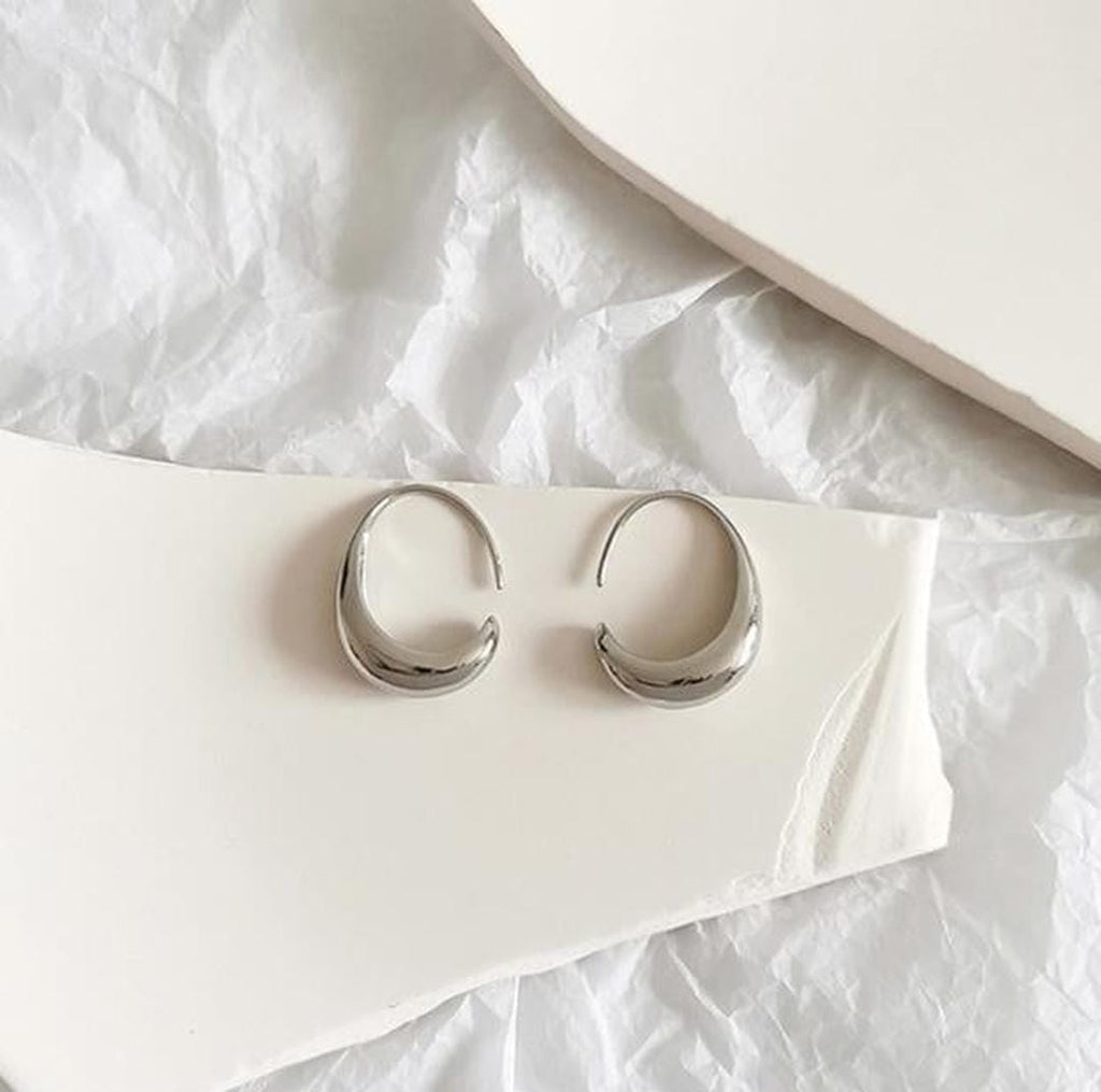 Oval Hoop Gold and Silver Earrings