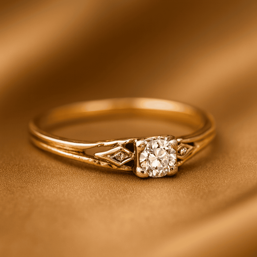 Classic Vintage Gold Zirconia Ring