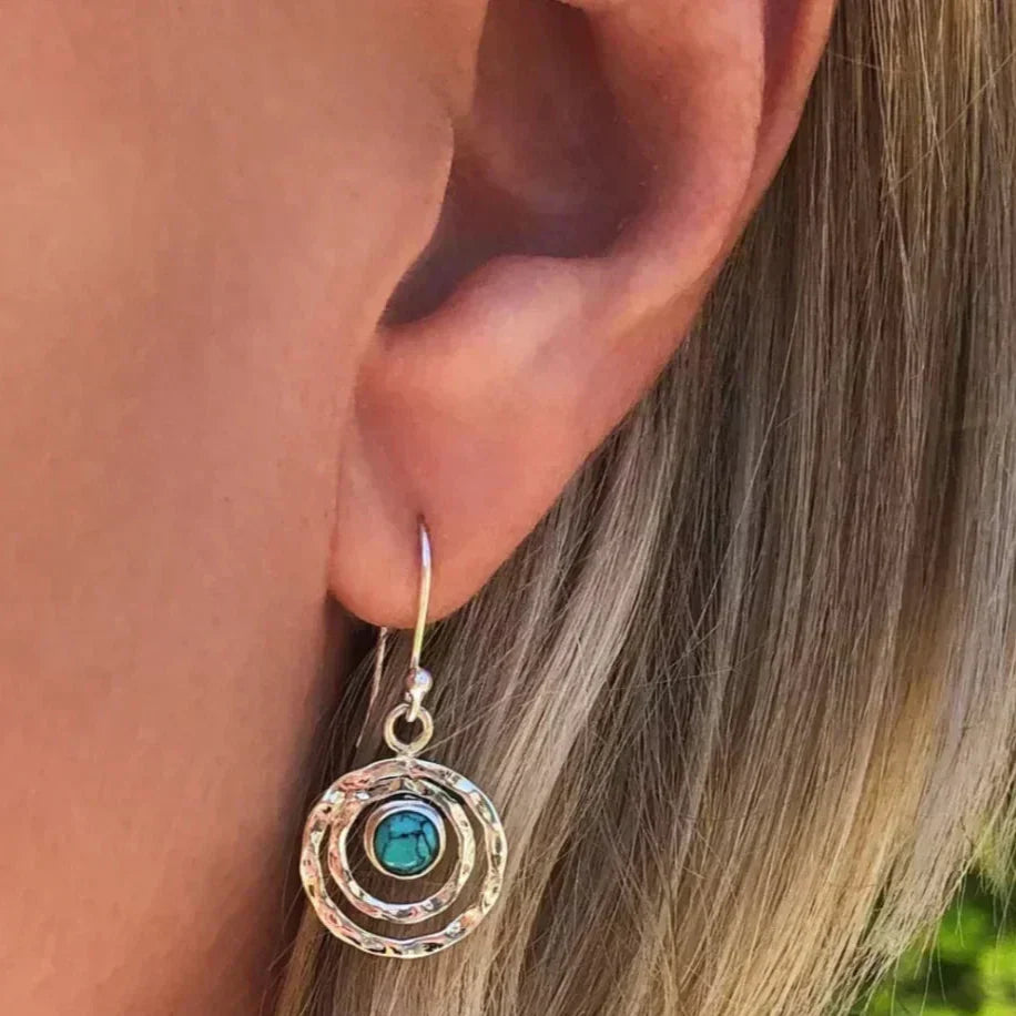 Boho Saturn Earrings: Turquoise & Gold