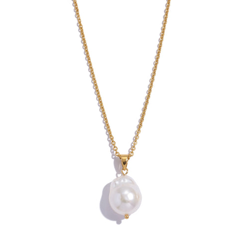 The Baroque Pearl Pendant in gold